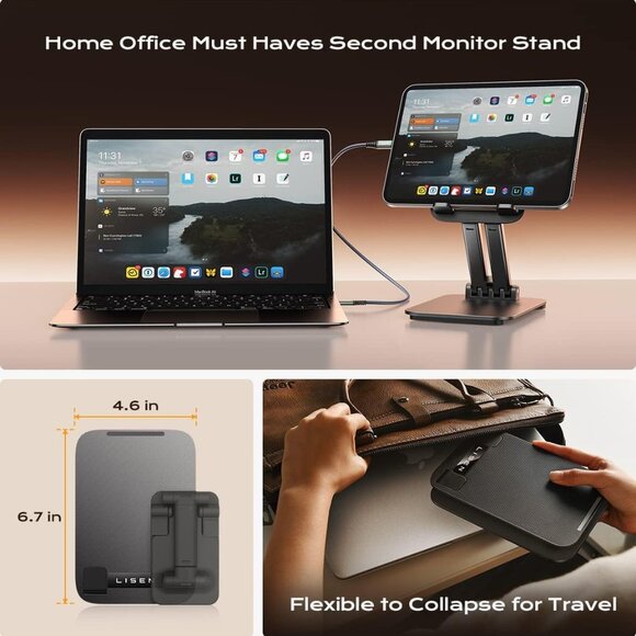 Tablet Stand for iPad Stand Holder Desk, Foldable Home Office Desk Accessories - Picture 3 of 6